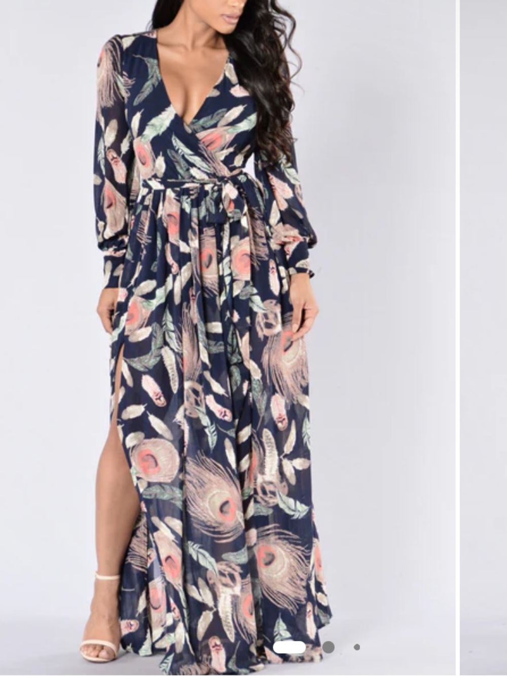 Fashion Nova Brunch Date Maxi dress Navy large sold out beautiful